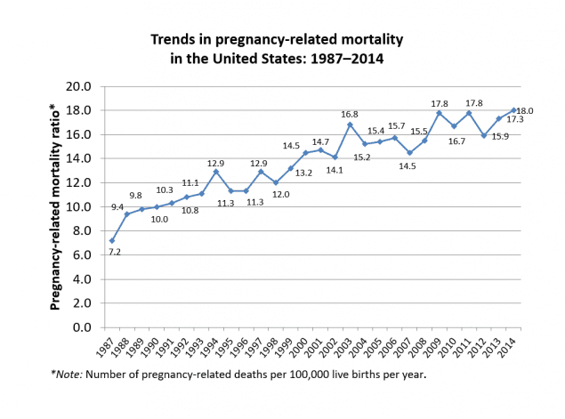 The Rise of Maternal Mortality in the U.S. graph
